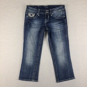 Vigoss Jeans Womens 3/4 x‎ 21  Blue The Chelsea Capri Dark Wash Denim